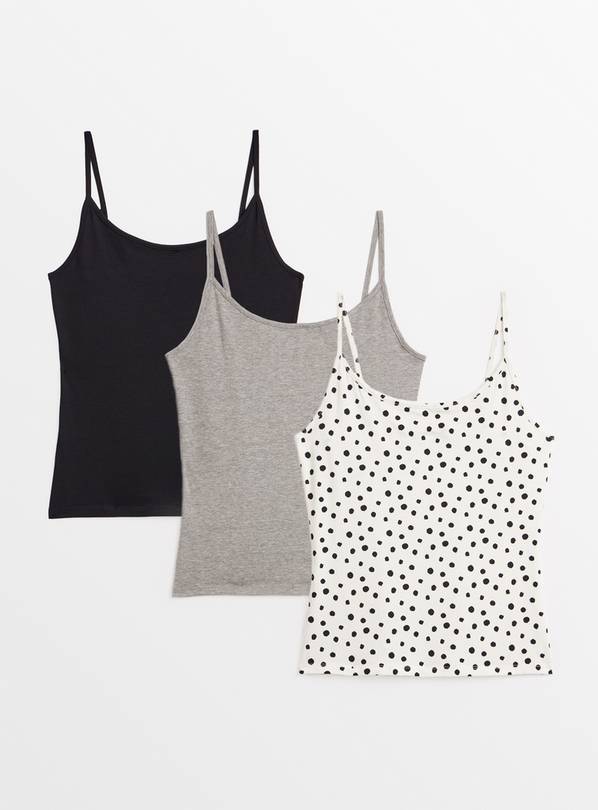 Plain & Polka Dot Cami Vest Tops 3 Pack 24